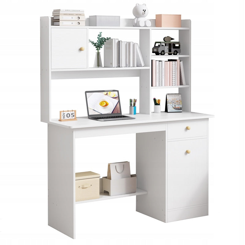 COMPUTER DESK WHITE LOFT FOR LAPTOP MODERN SCANDINAVIAN 7 SHELVES