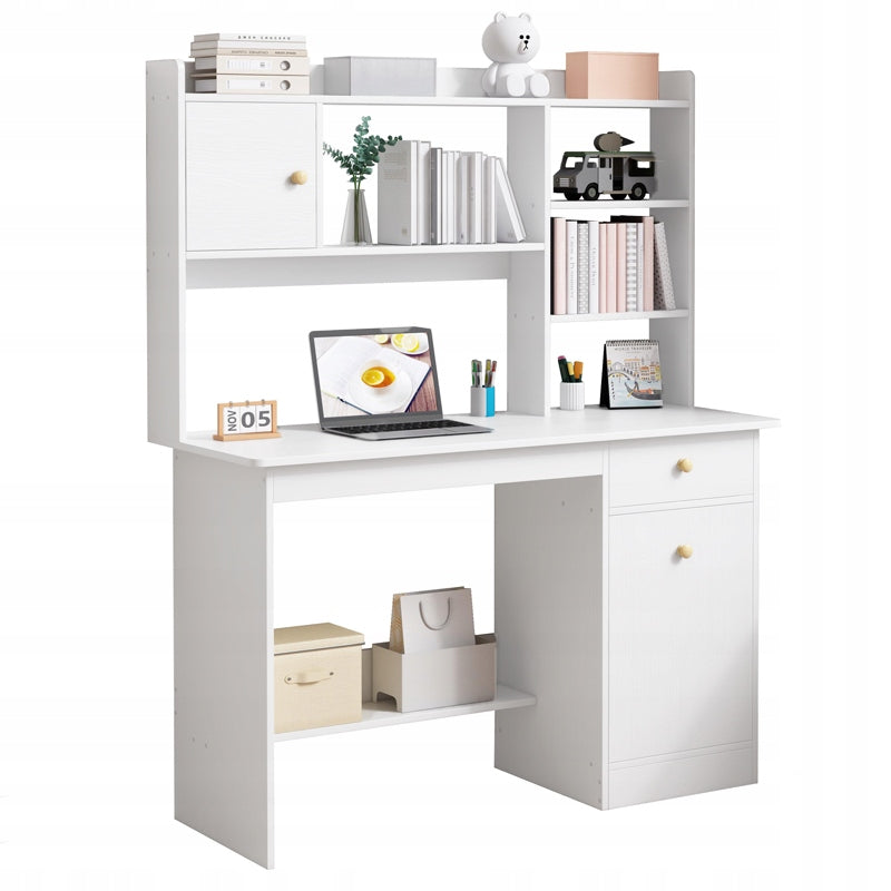 COMPUTER DESK WHITE LOFT FOR LAPTOP SCANDINAVIAN COMPUTER WITH 7 SHELVES
