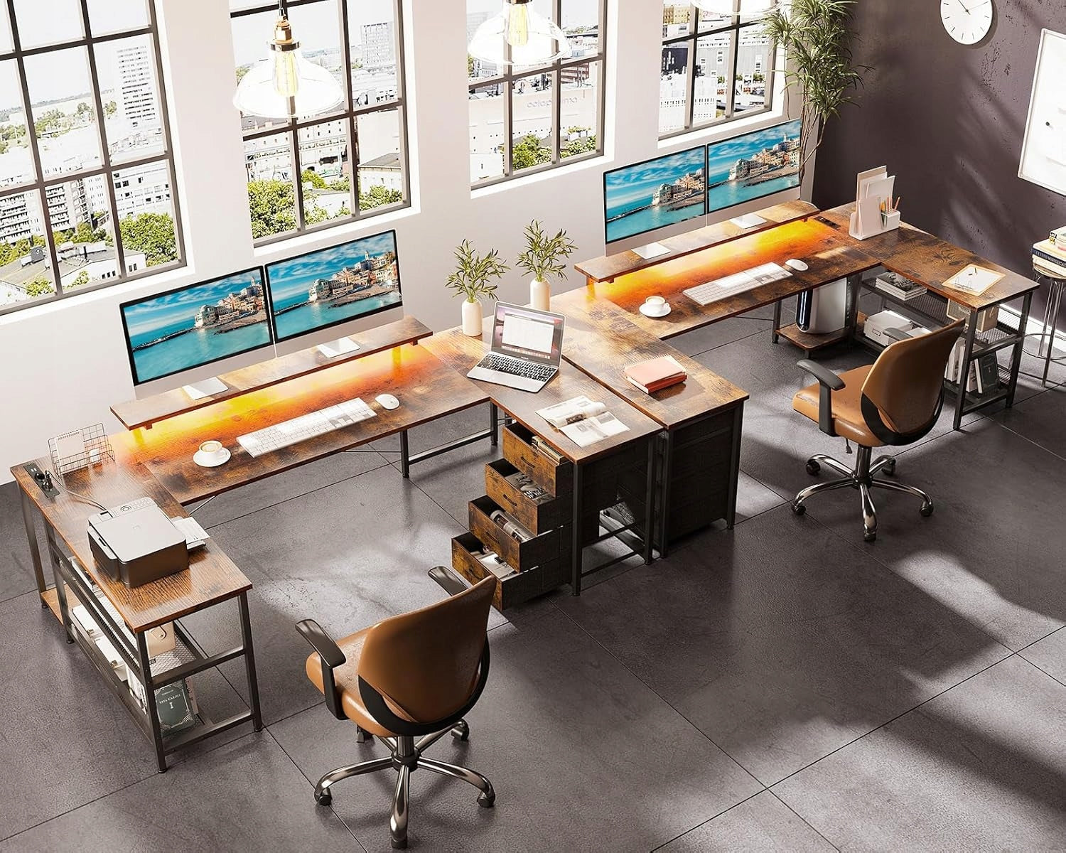 COMPUTER DESK WITH BUILT-IN BACKLIT SOCKETS WITH SHELF DRAWERS EAN (GTIN) 0099859230515
