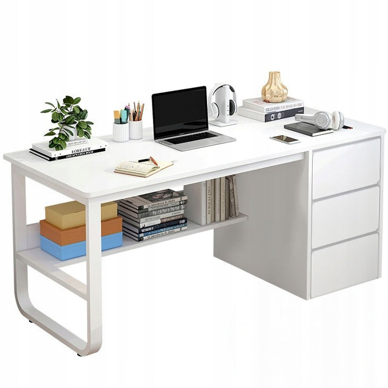 COMPUTER DESK YOUTH WHITE SCANDINAVIAN STYLE LARGE SHELVES 100CM