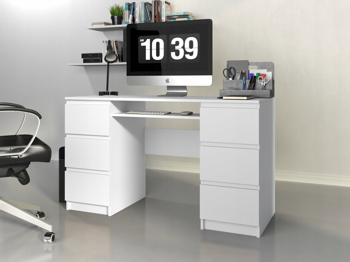 COMPUTER DESK drawers KUBANO white mat OFFICE made in Poland EAN (GTIN) 5902838464359
