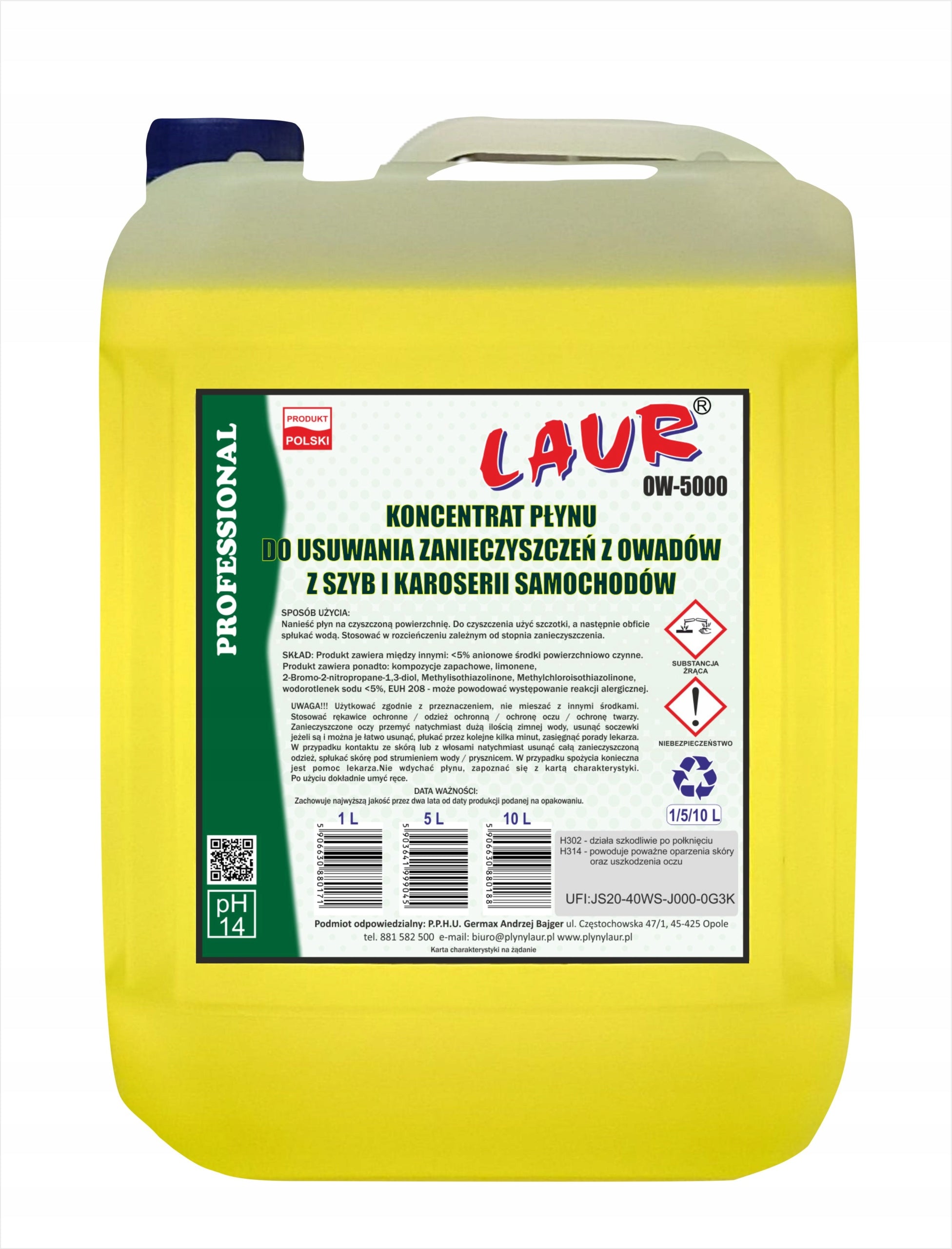 CONCENTRATE OF LIQUID FOR REMOVING INSECTS FROM WINDOWS AND BODYWORK 5L OW-5000