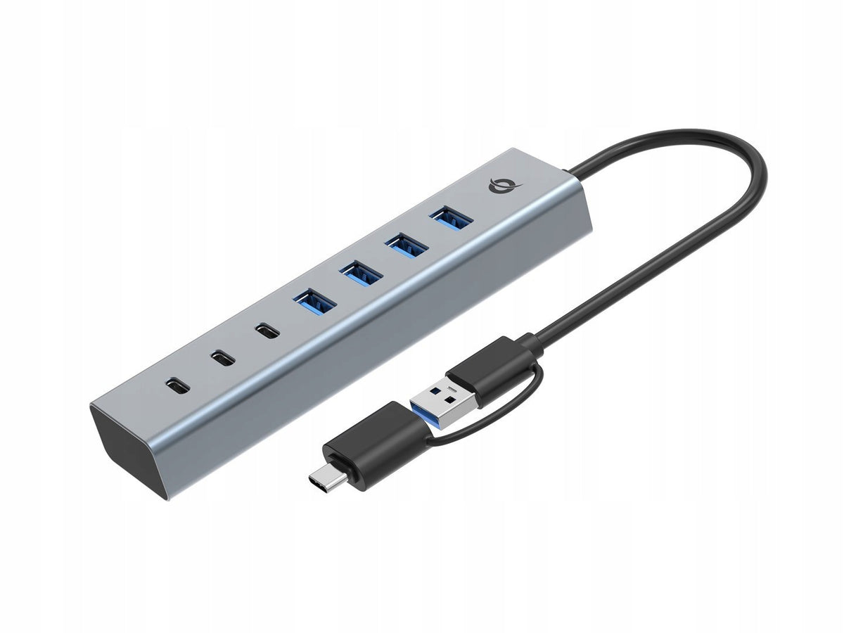 CONCEPTRONIC 7-Port USB Hub: USB-A 3.0 / USB-C Adapter -> 4x USB-A 3.0 + Ethernet Adapter Packaging status original