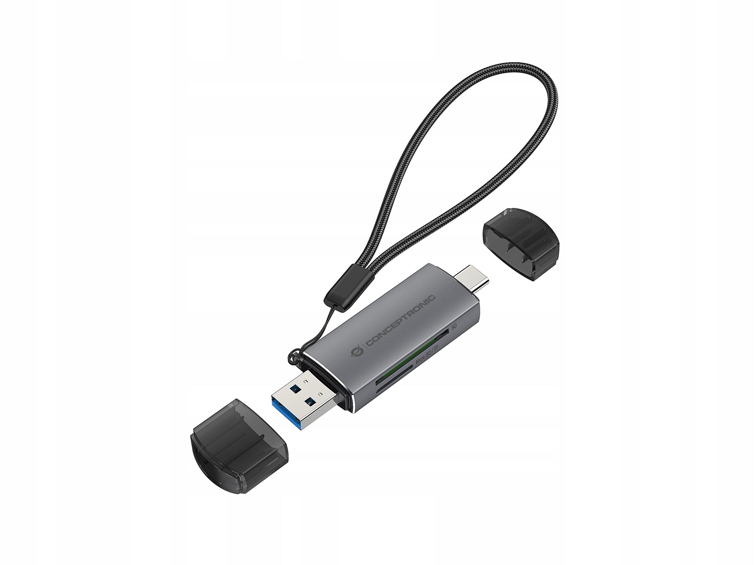 CONCEPTRONIC card reader USB-A/-C3.2->TF/Micro-SD3.0 black