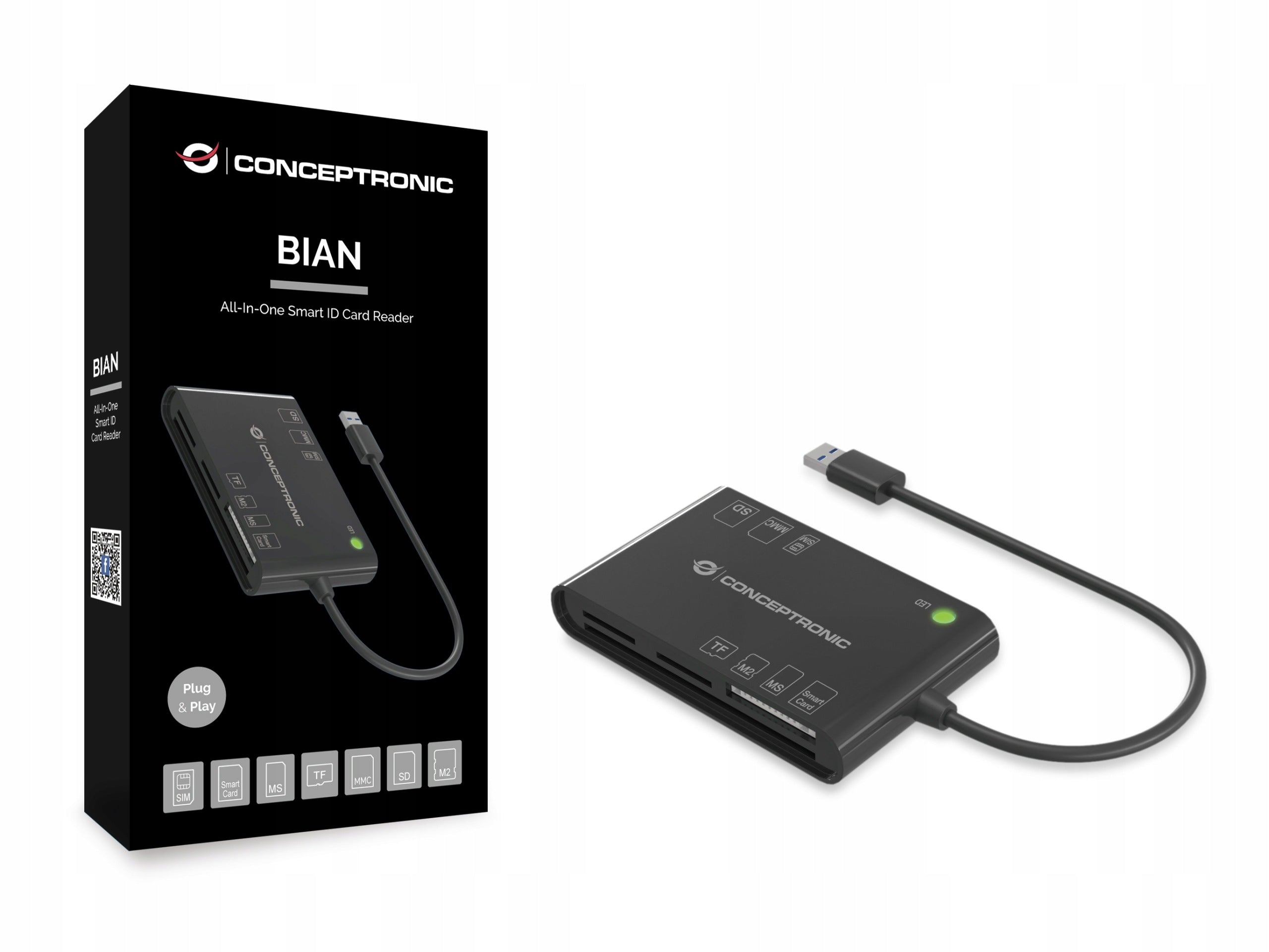 CONCEPTRONIC card reader USB-A2.0->7-in-1 black Kind universal