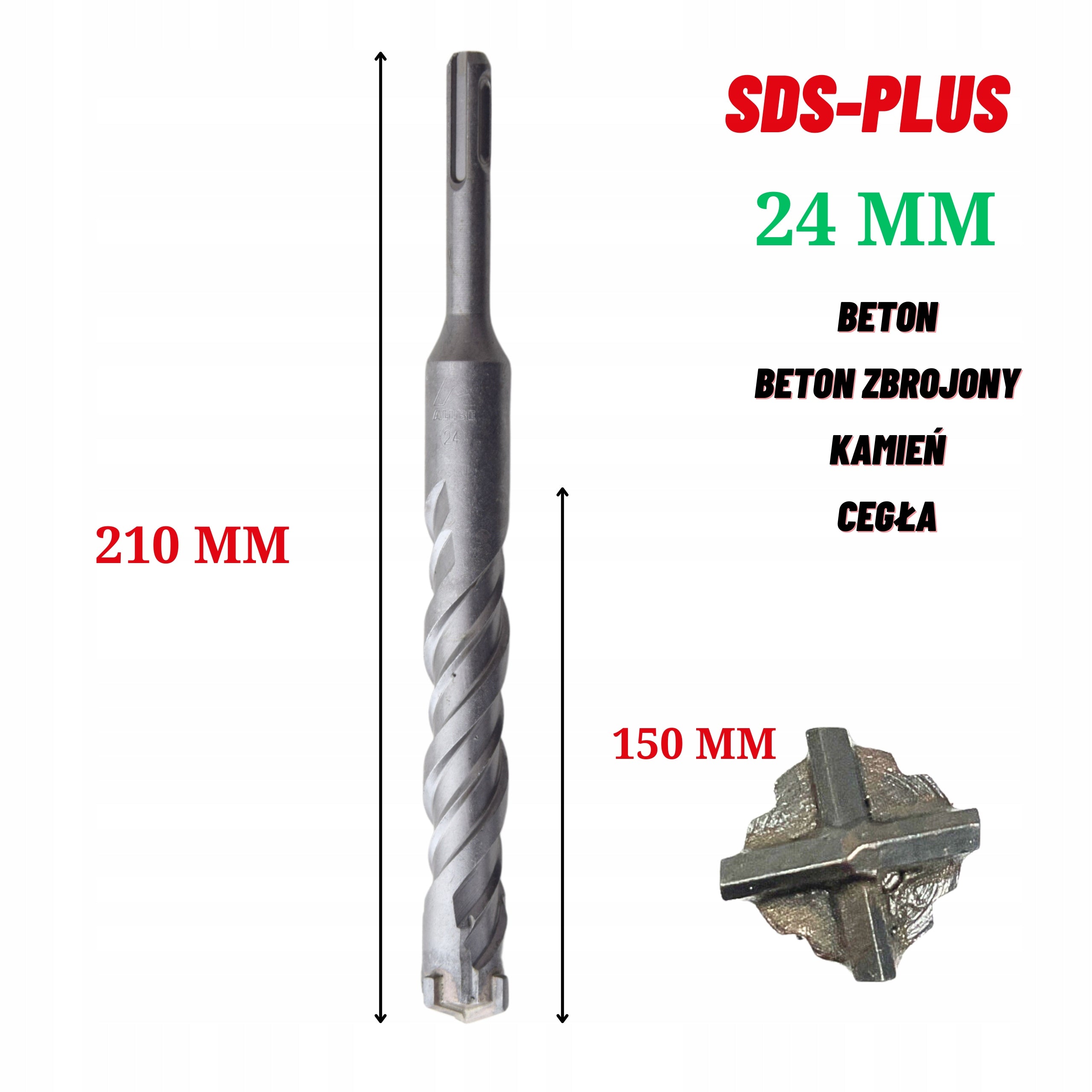 CONCRETE DRILL BIT FI 24x210 mm SDS REINFORCED CONCRETE WALL SDS-PLUS CROSS Packaging status original