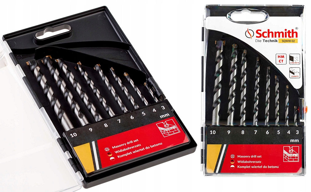 CONCRETE DRILL BITS BRICK GRANITE SET 8pcs DRILL 3-10mm SCHMITH