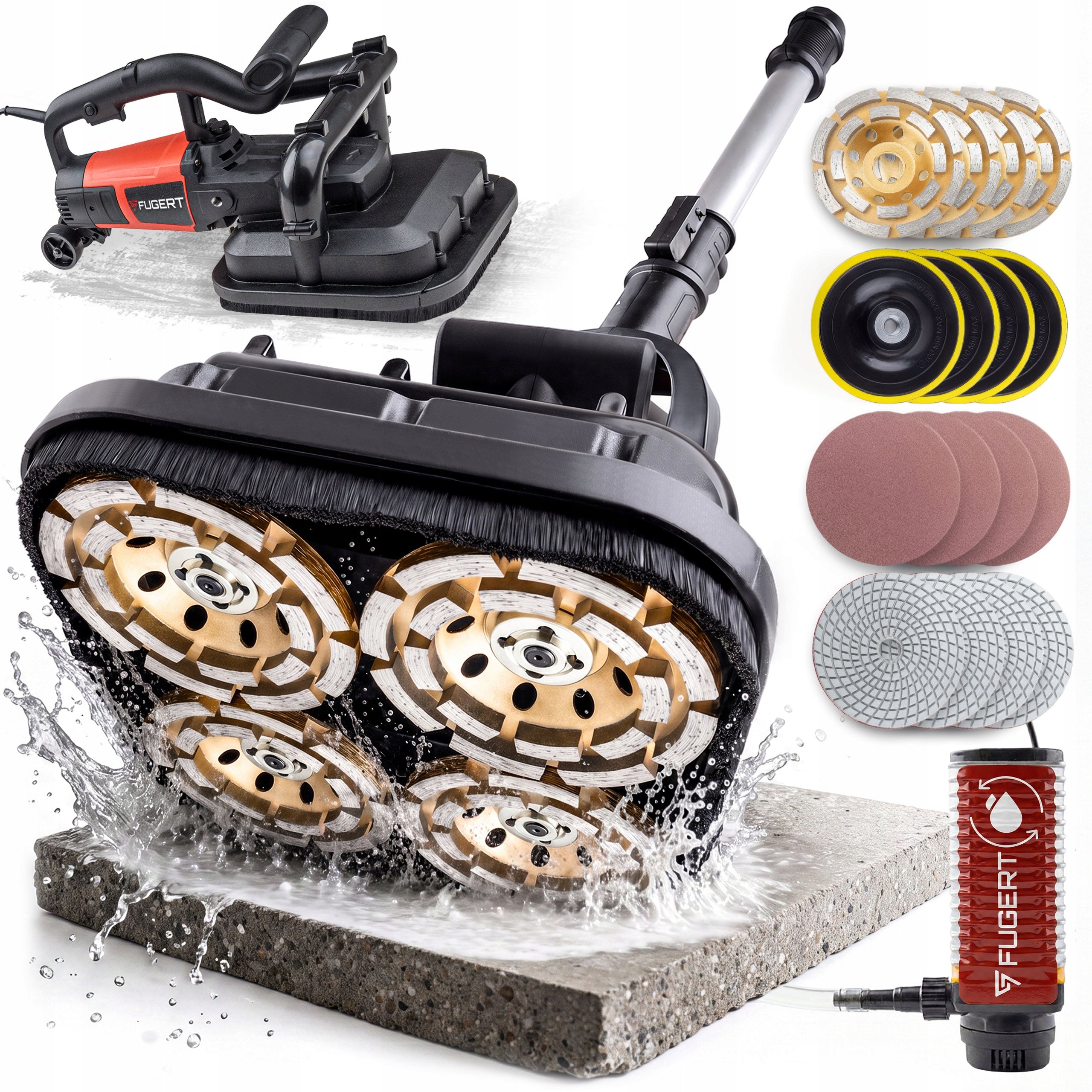 CONCRETE GRINDER WITH BOOM 4 HEADS 3800W ROTATION ADJUSTMENT
