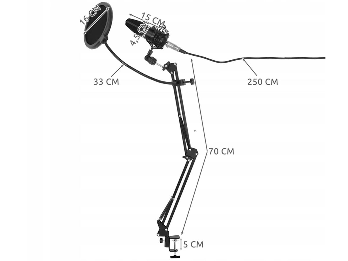 CONDENSER MICROPHONE STUDIO TRIPOD POP FILTER 7IN1 Manufacturer code 8957