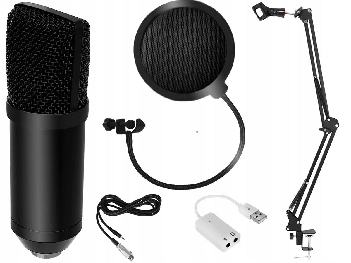 CONDENSER MICROPHONE STUDIO TRIPOD POP FILTER 7IN1