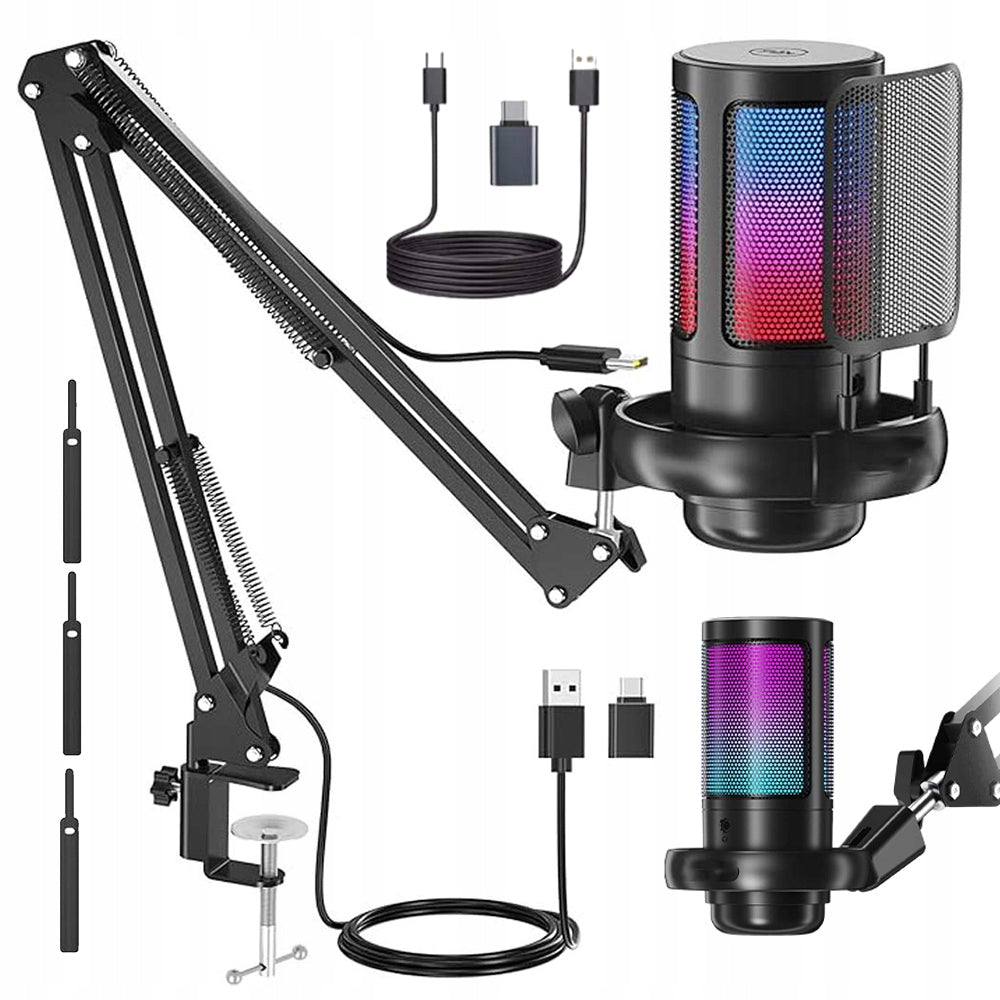 CONDENSER MICROPHONE WITH RGB LIGHT EFFECTS FOR LIVE STREAMING