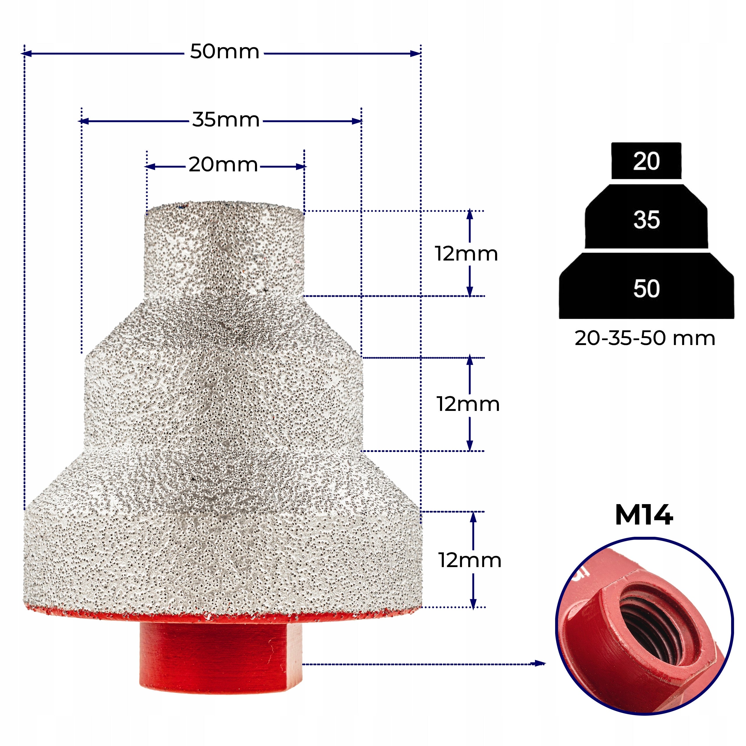 CONE CUTTER HOLE SAW DIAMOND CONE GRINDING STONEWARE M14 20 35 50 MM EAN (GTIN) 5905475667497