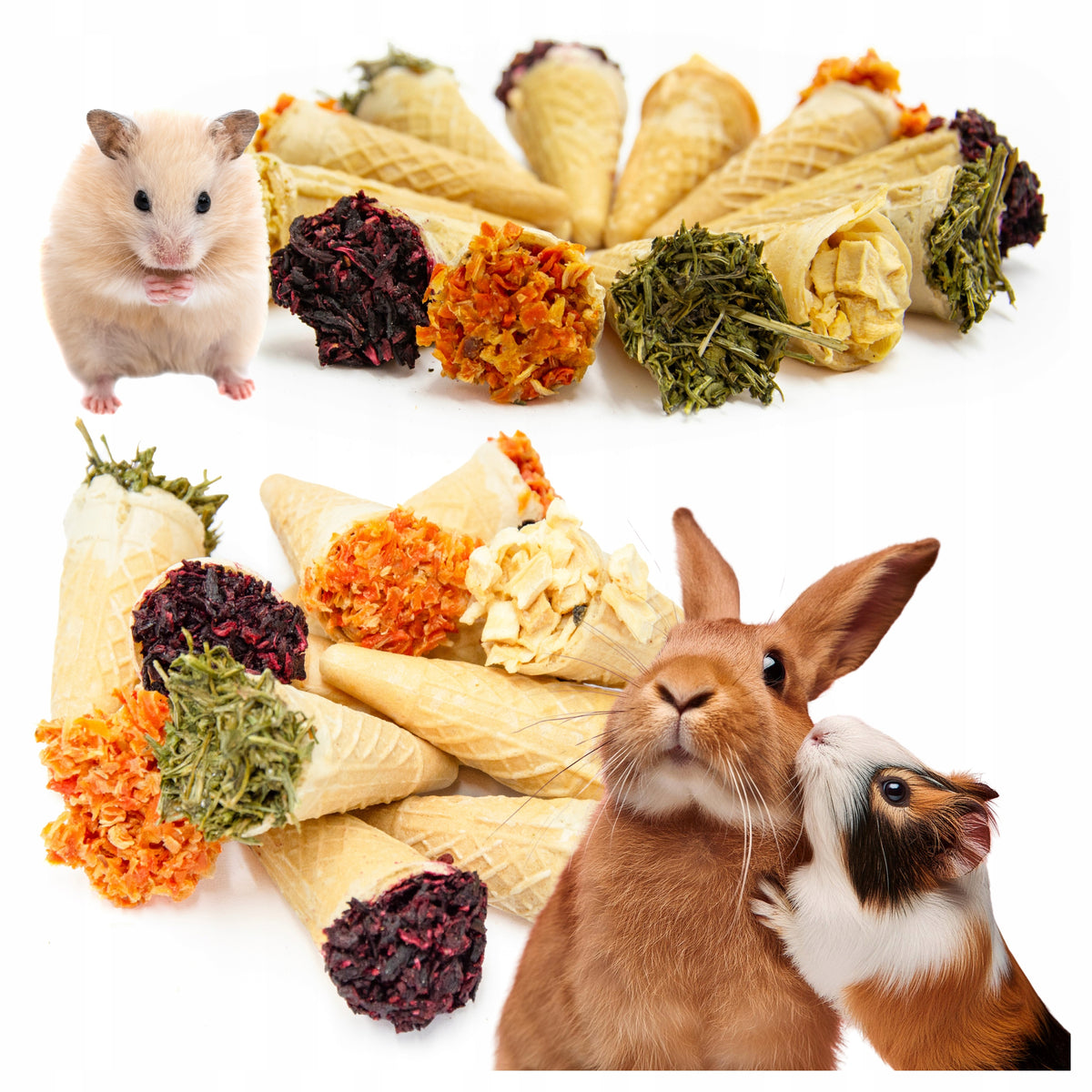 CONES MINI TREATS FOOD HERBS SNACK FLASKS FOR HAMSTER PIG RABBIT