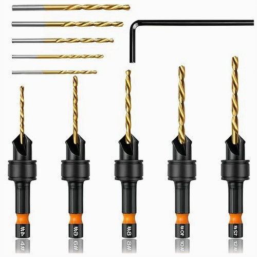 CONICAL DRILL BITS SET OF 12 PIECES FOR WOOD TITANIUM STEEL DIY steel