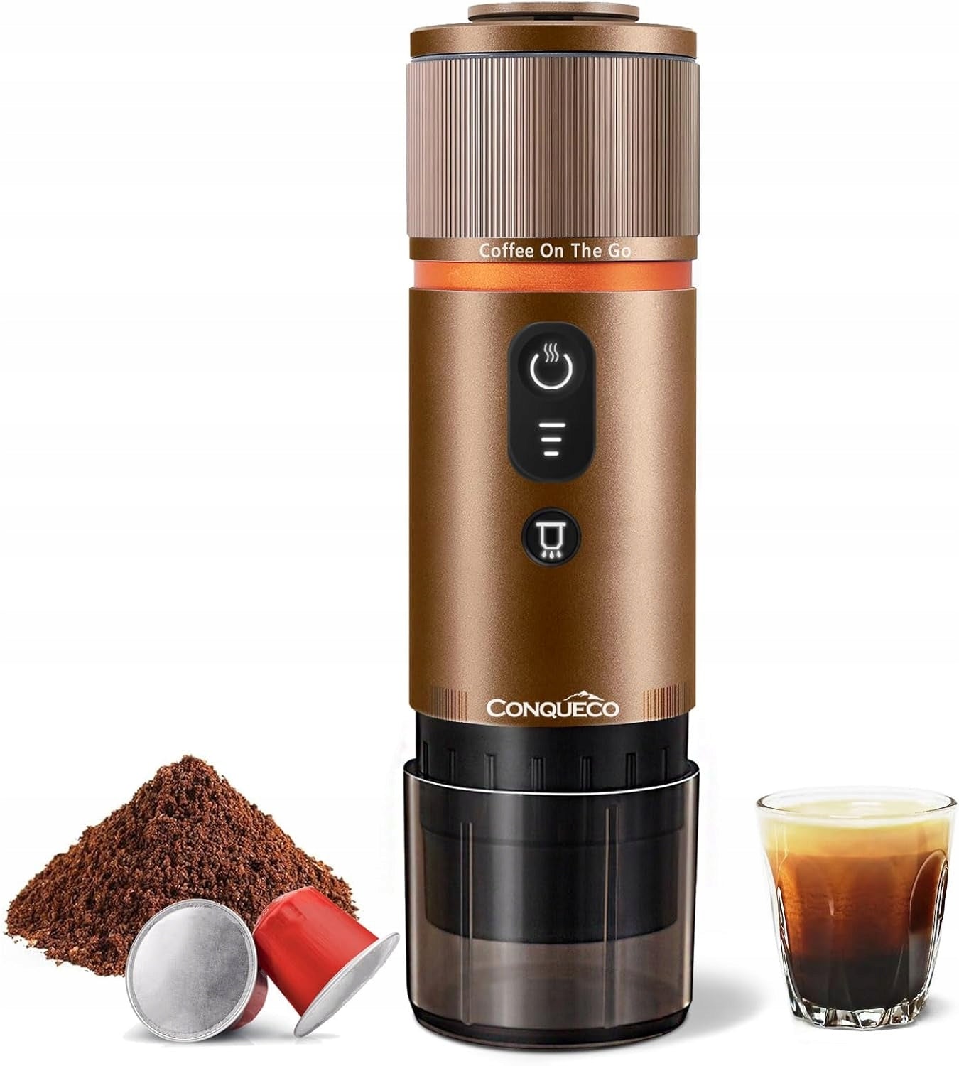 CONQUECO PCM020B Portable Espresso Maker, 12V, 13500 mAh,