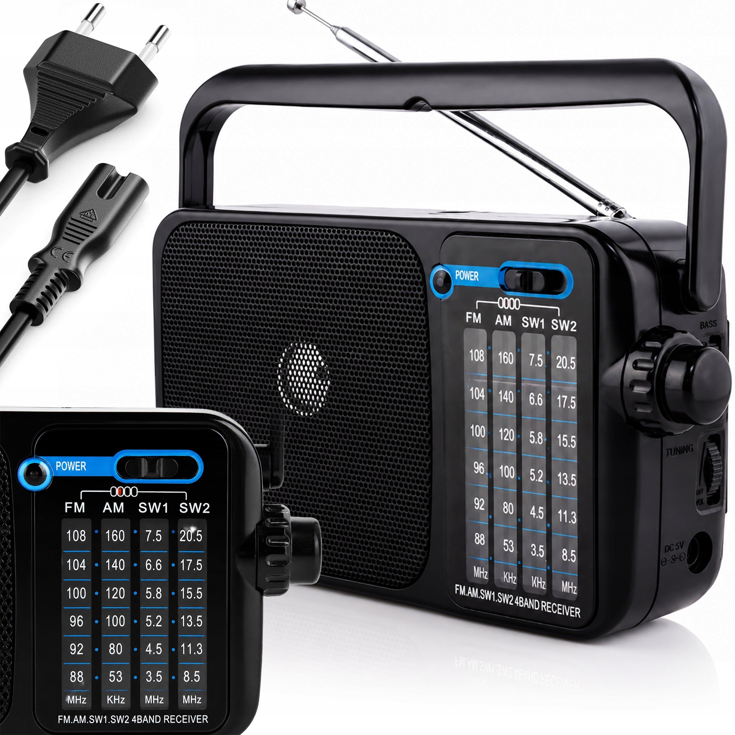 CONSTRUCTION KITCHEN RADIO AM FM SW BATTERY OPERATED PORTABLE MINI JACK AUX ANTENNA