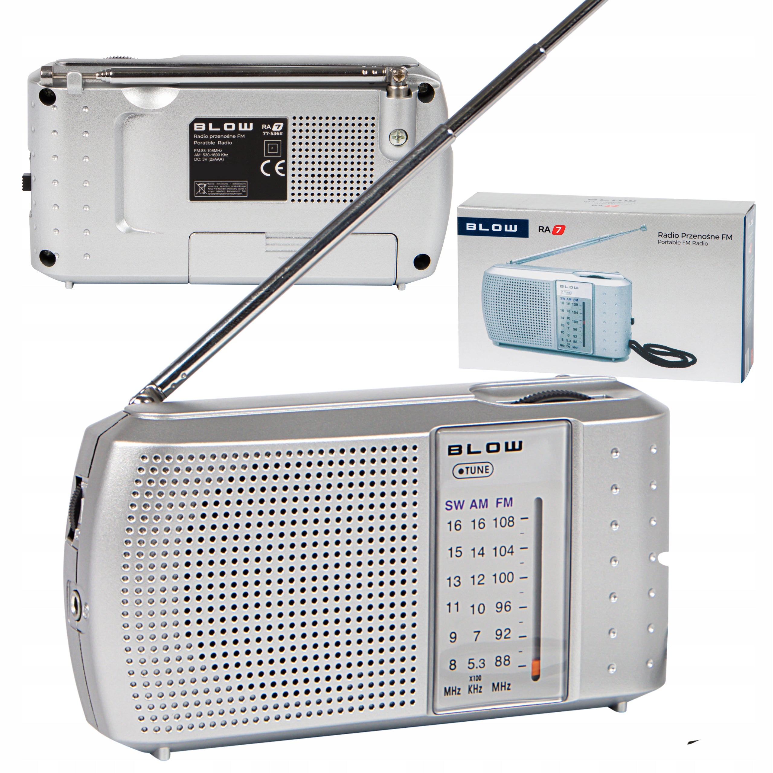 CONSTRUCTION KITCHEN RADIO PORTABLE FM AM SW BATTERY OPERATED ANTENNA SMALL LIGHT