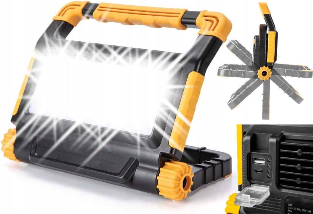 CONSTRUCTION WORK LAMP PORTABLE HALOGEN LED 50W POWERBANK 5000mAh IP65