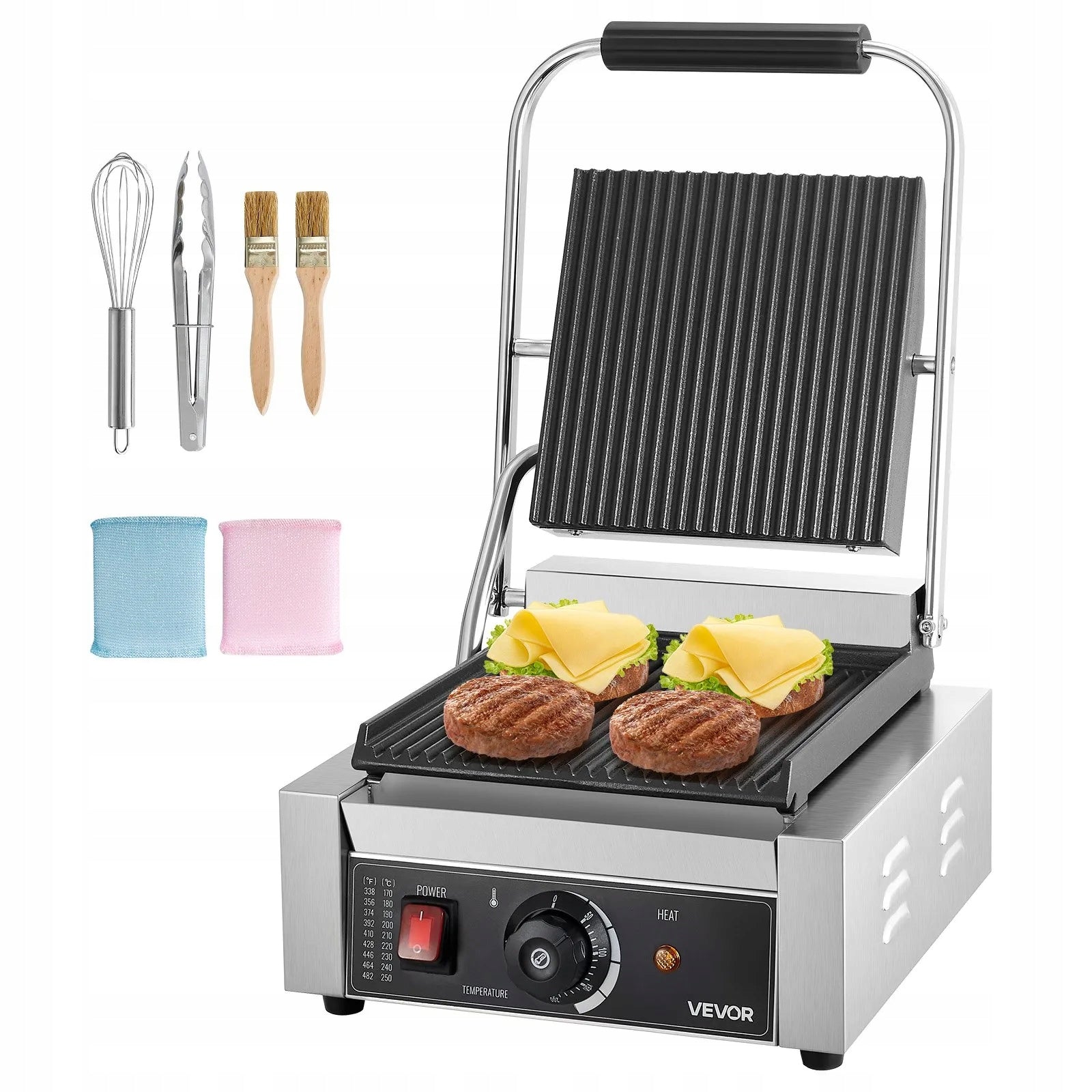 CONTACT GRILL FOR PANINI STEAK SANDWICHES TOASTER HOB 22X23 CM Packaging status original