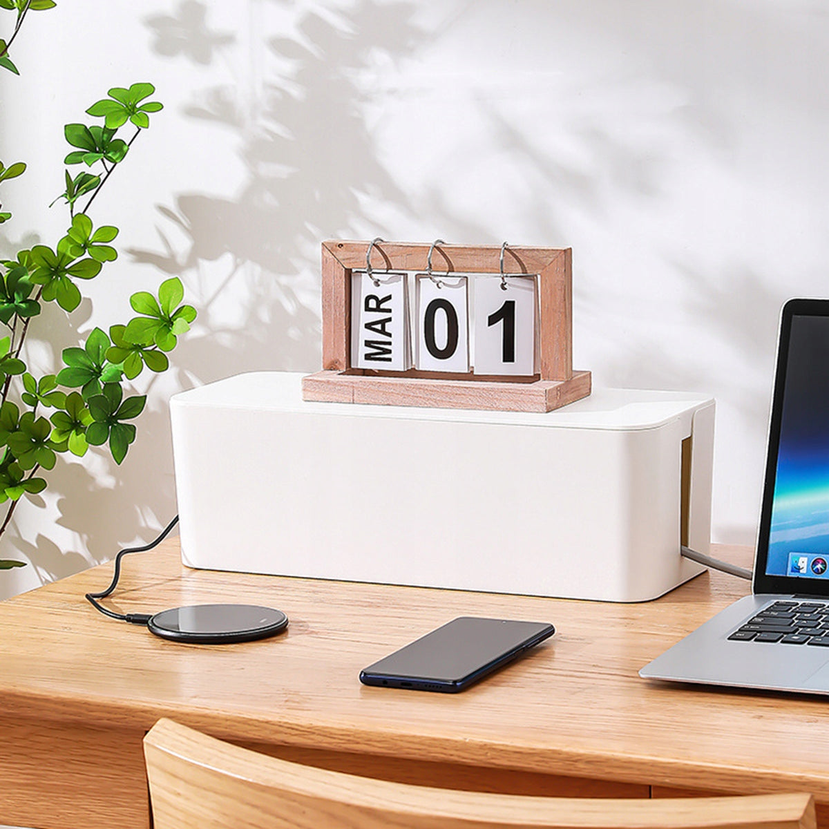 CONTAINER CABLE ORGANIZER BOX FOR EXTENSION CORDS WHITE Product weight with unit packaging 0.15 kg