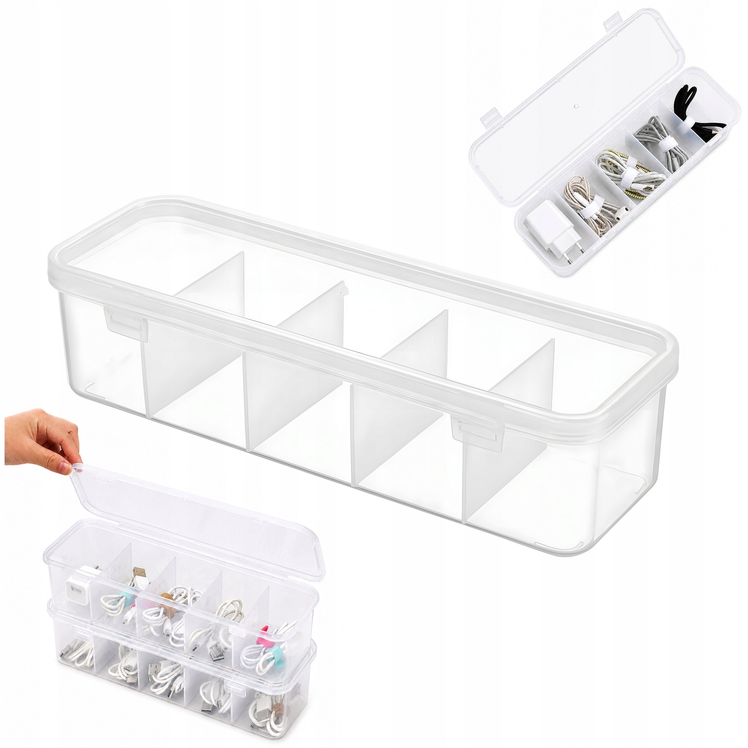 CONTAINER CABLE ORGANIZER WIRES BOX LOCKABLE COMPARTMENT CASE