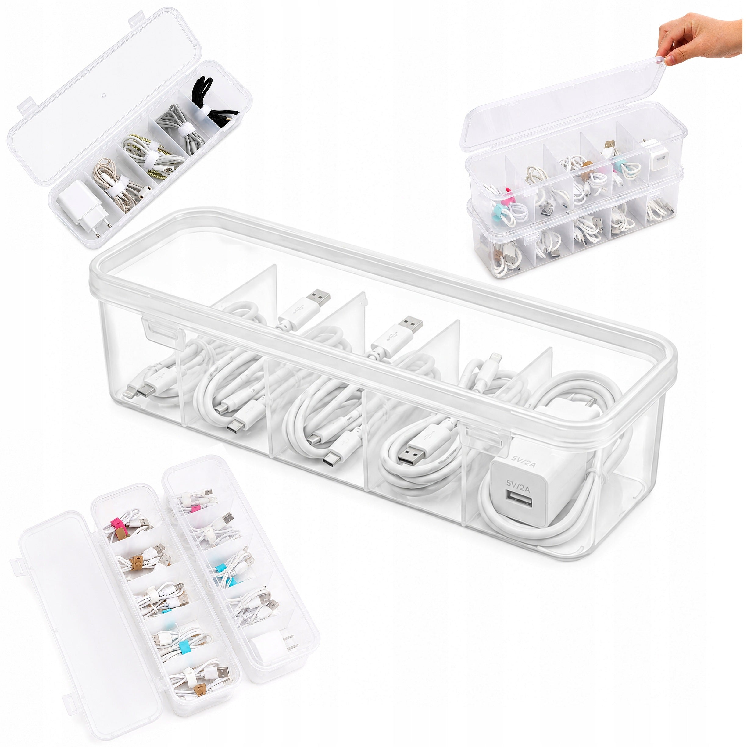 CONTAINER CABLE ORGANIZER WIRES BOX LOCKABLE COMPARTMENT CASE
