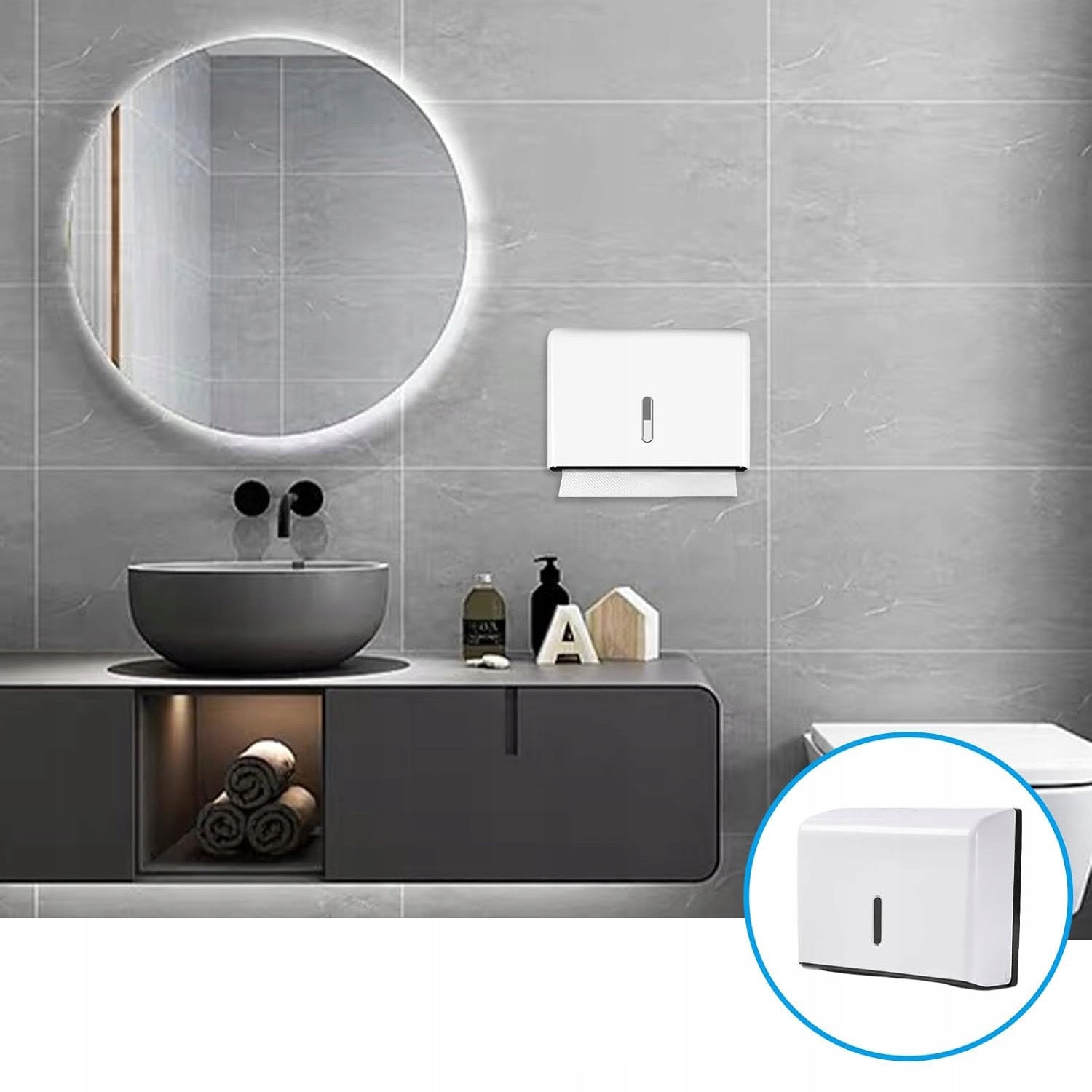 CONTAINER DISPENSER PAPER TOWEL DISPENSER WHITE WALL MOUNTED 260X195X95MM Manufacturer code 6636352672