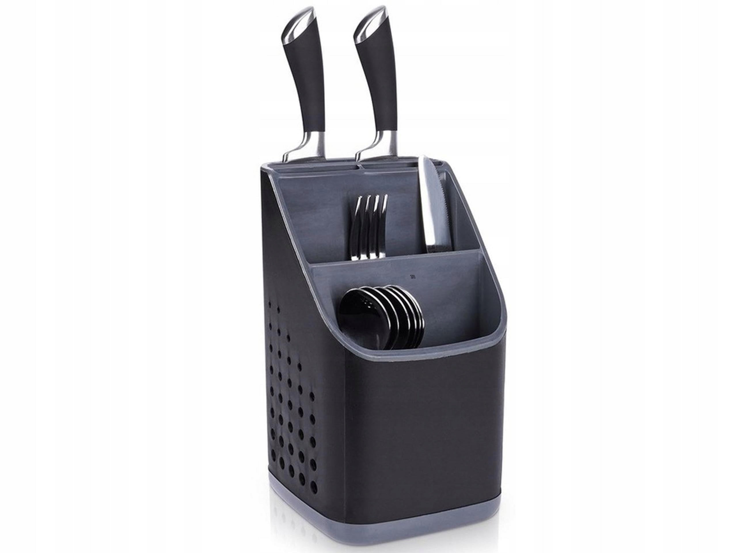CONTAINER DRAINER RACK KITCHEN ORGANIZER FOR CUTLERY KNIVES UTENSILS BLACK