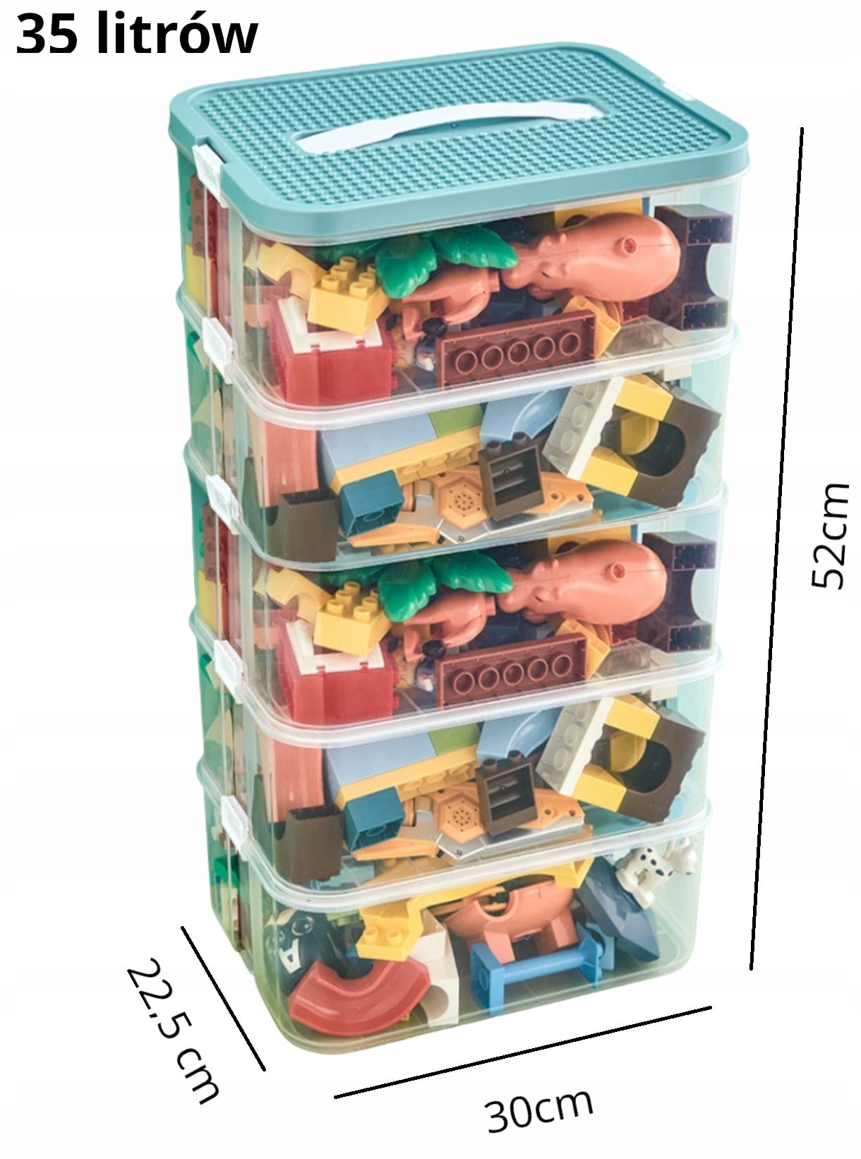 CONTAINER FOR LEGO BLOCKS TOYS ORGANIZER Layer LARGE 5-storey 35 L Manufacturer code Pojemnik Organizer na LEGO klocki zabawki 5