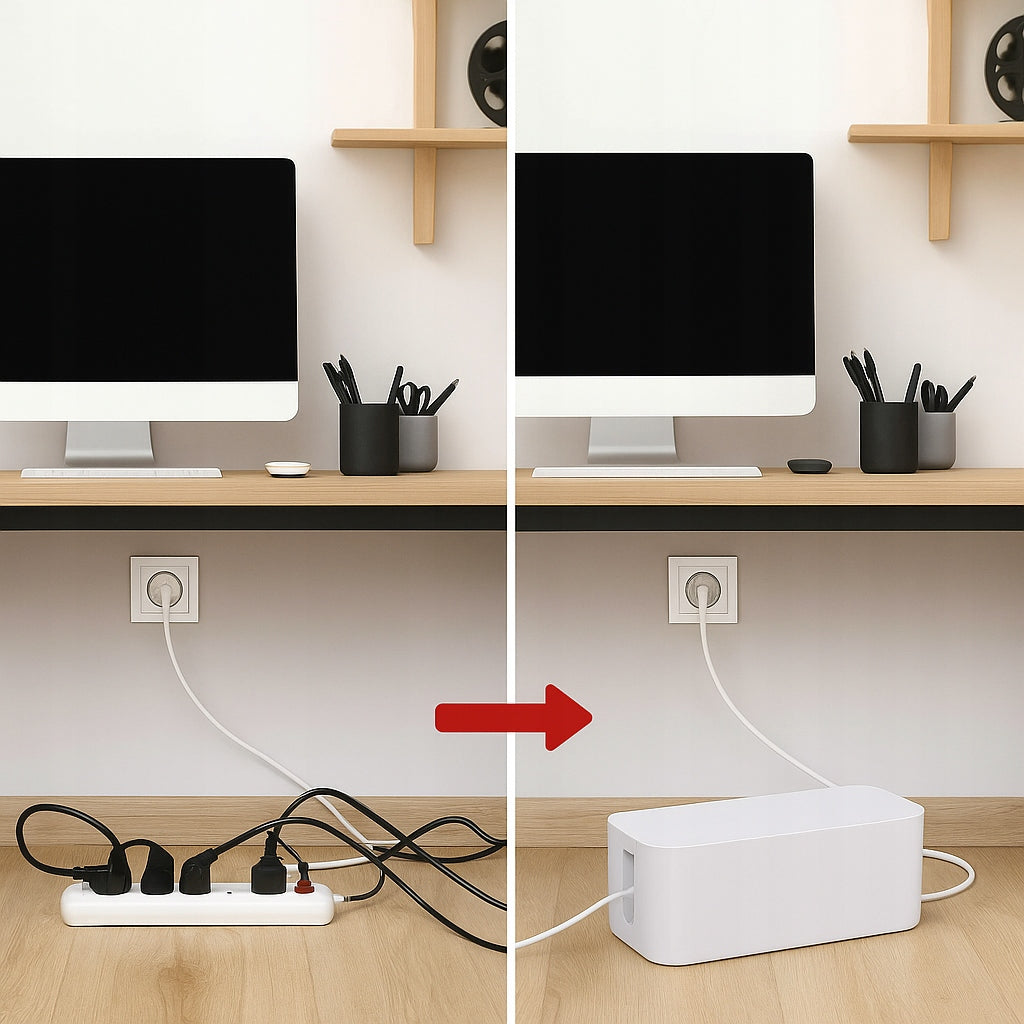 CONTAINER ORGANIZER CAN WITH CABLE COVER BOX CABLE STRIP WHITE Brand Eco Line