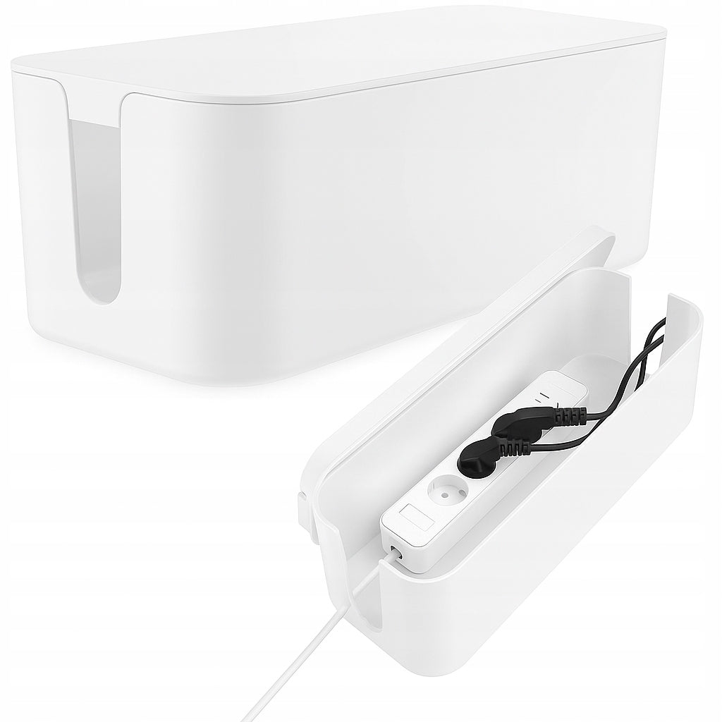 CONTAINER ORGANIZER CAN WITH CABLE COVER BOX WHITE LARGE