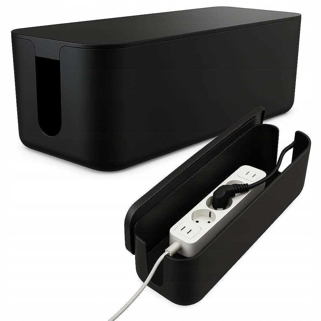 CONTAINER ORGANIZER CAN WITH CABLE COVER CAN LARGE BLACK