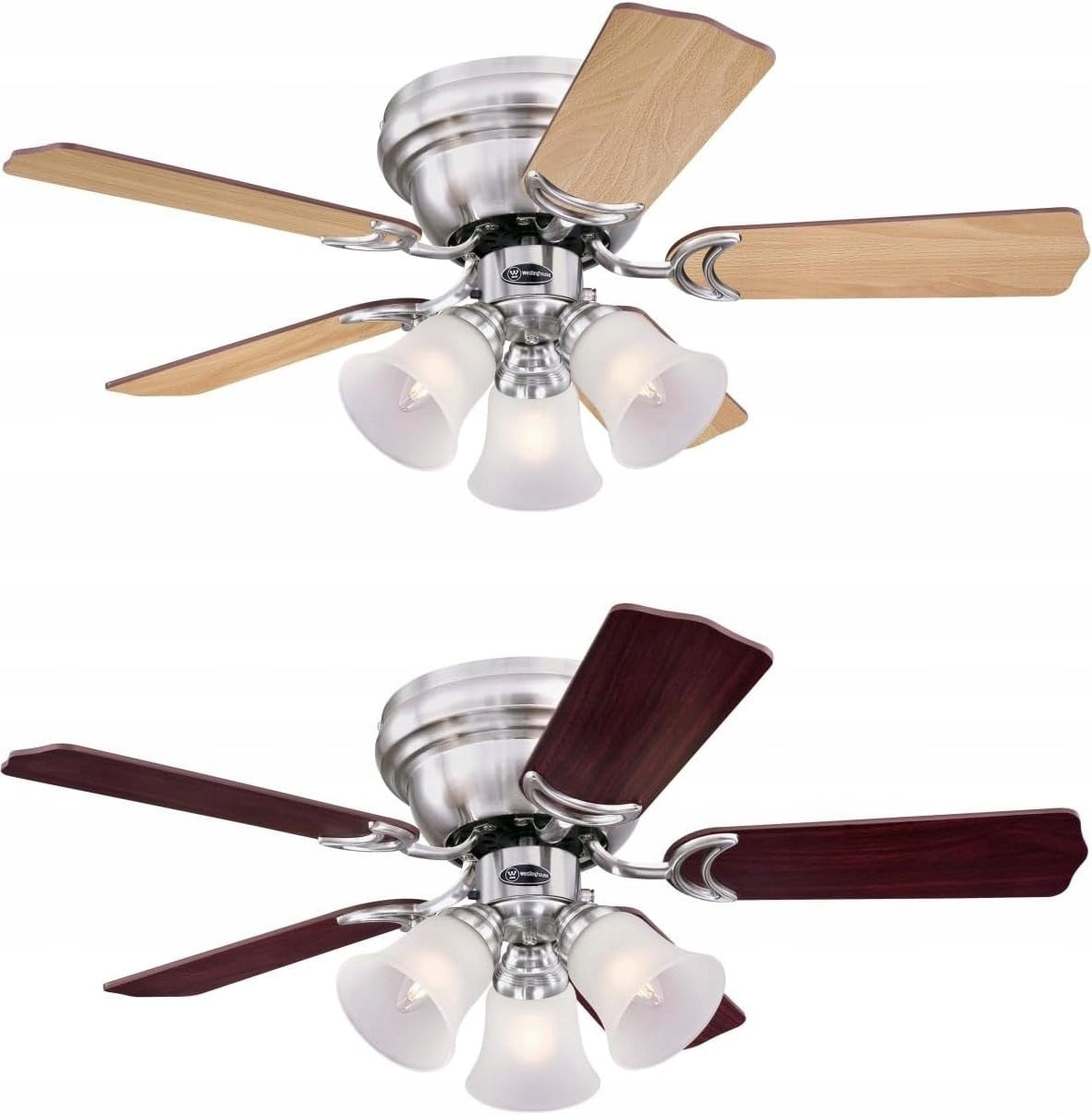 CONTEMPRA TRIO Beech/Mahogany Ceiling Fan - 90cm | Compact Chandelier