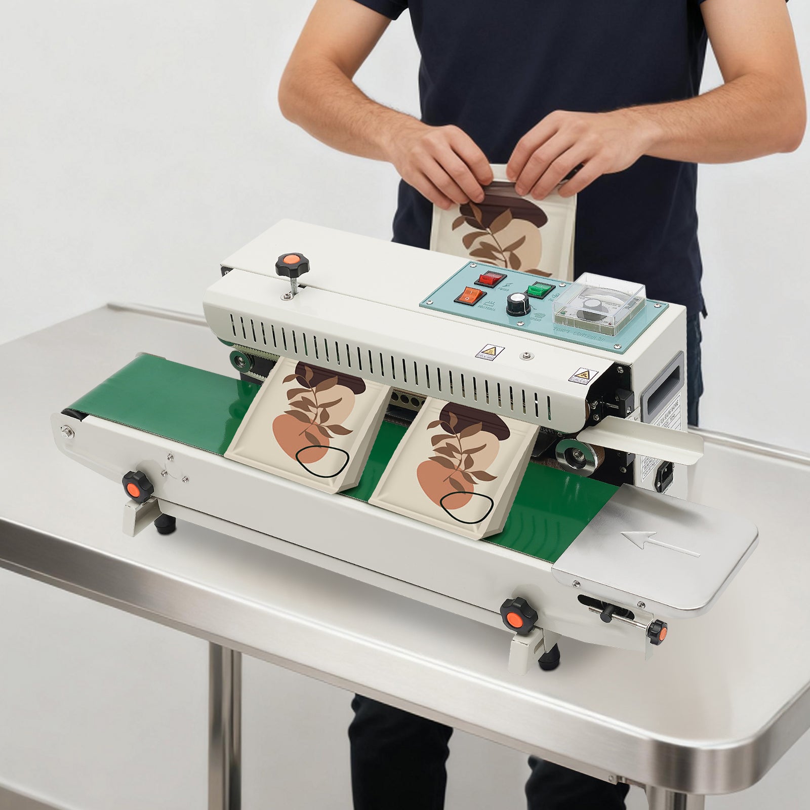 CONTINUOUS SEALING MACHINE 500W 12MM WIDTH BAG BAND HORIZONTAL 12M/MIN Packaging status original