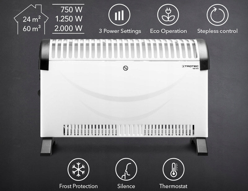 CONVECTOR HEATER ADJUSTABLE THERMOSTAT TCH 19 E TROTEC Brand Trotec