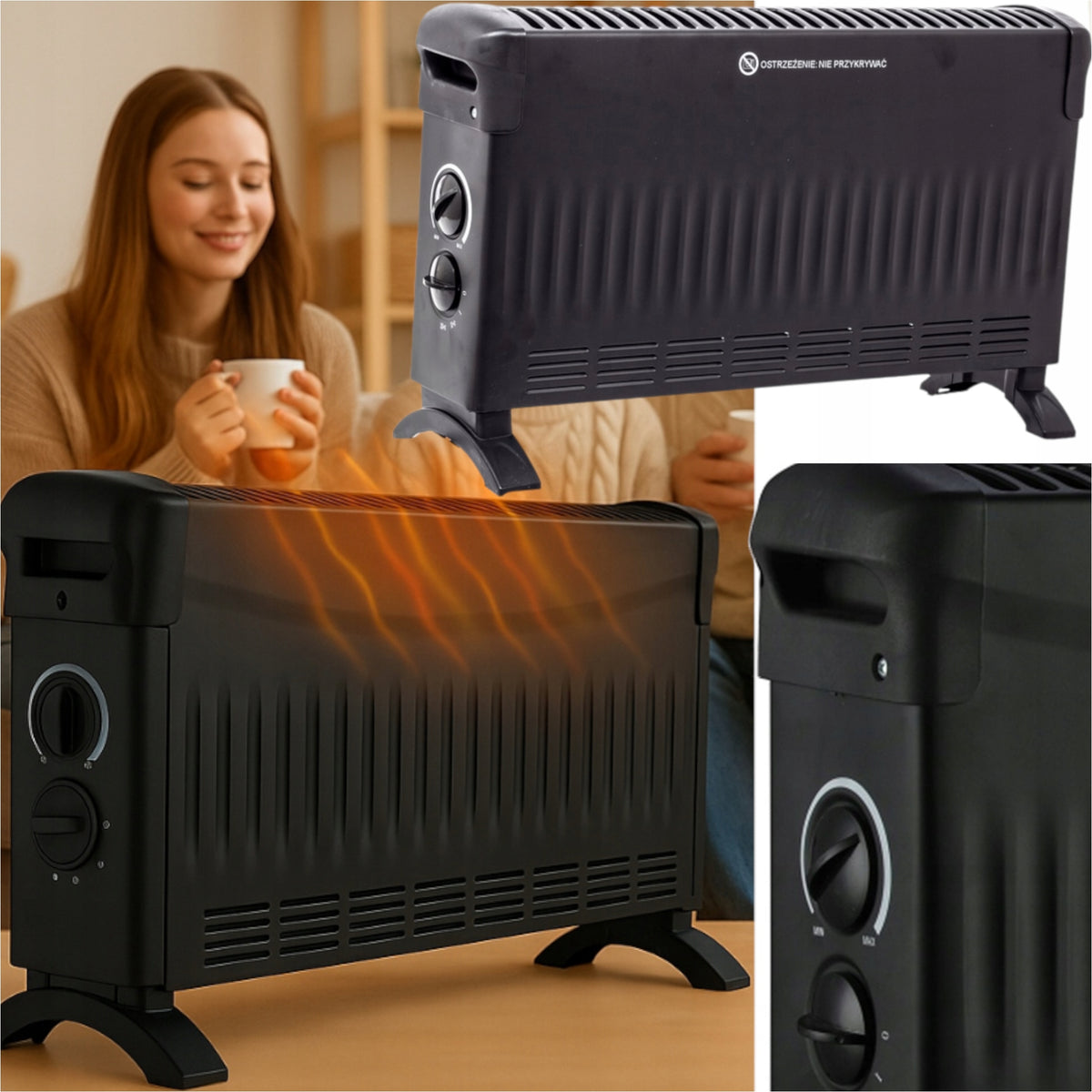 CONVECTOR HEATER WITH AIR SUPPLY AND THERMOSTAT 750W / 1250W / 2000W