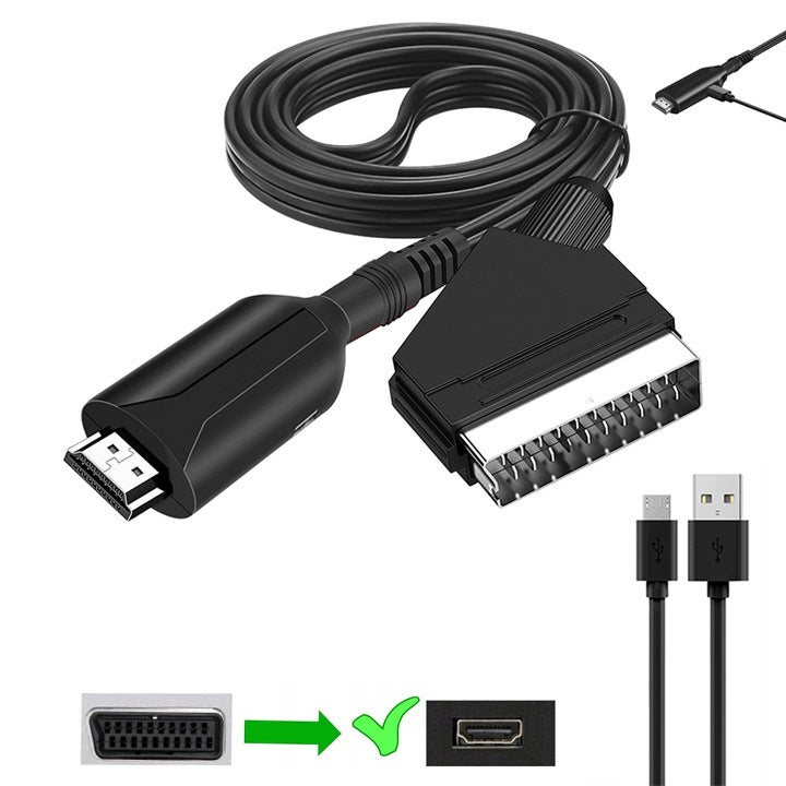 CONVERTER ADAPTER CABLE 1m WITH EURO SCART TO HDMI AV ADAPTER HD 1080p