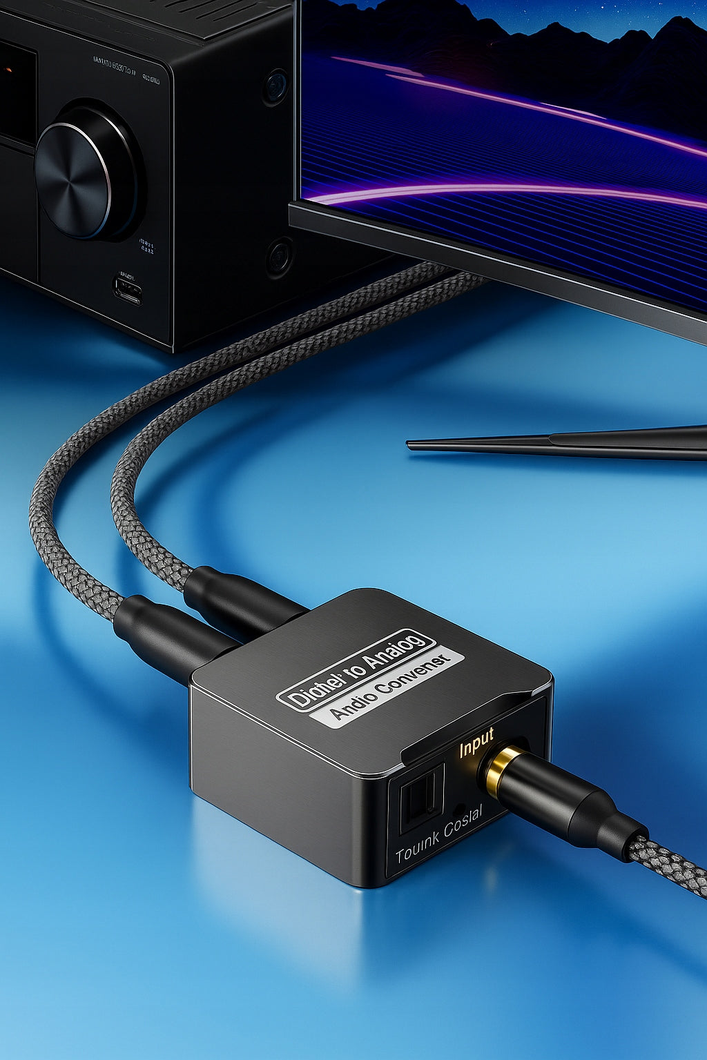 CONVERTER ADAPTER DAC OPTICAL ADAPTER COAXIAL TOSLINK TO 2x RCA CINCH Model KONWERT-DAC-SPDIF-Novaza Tech