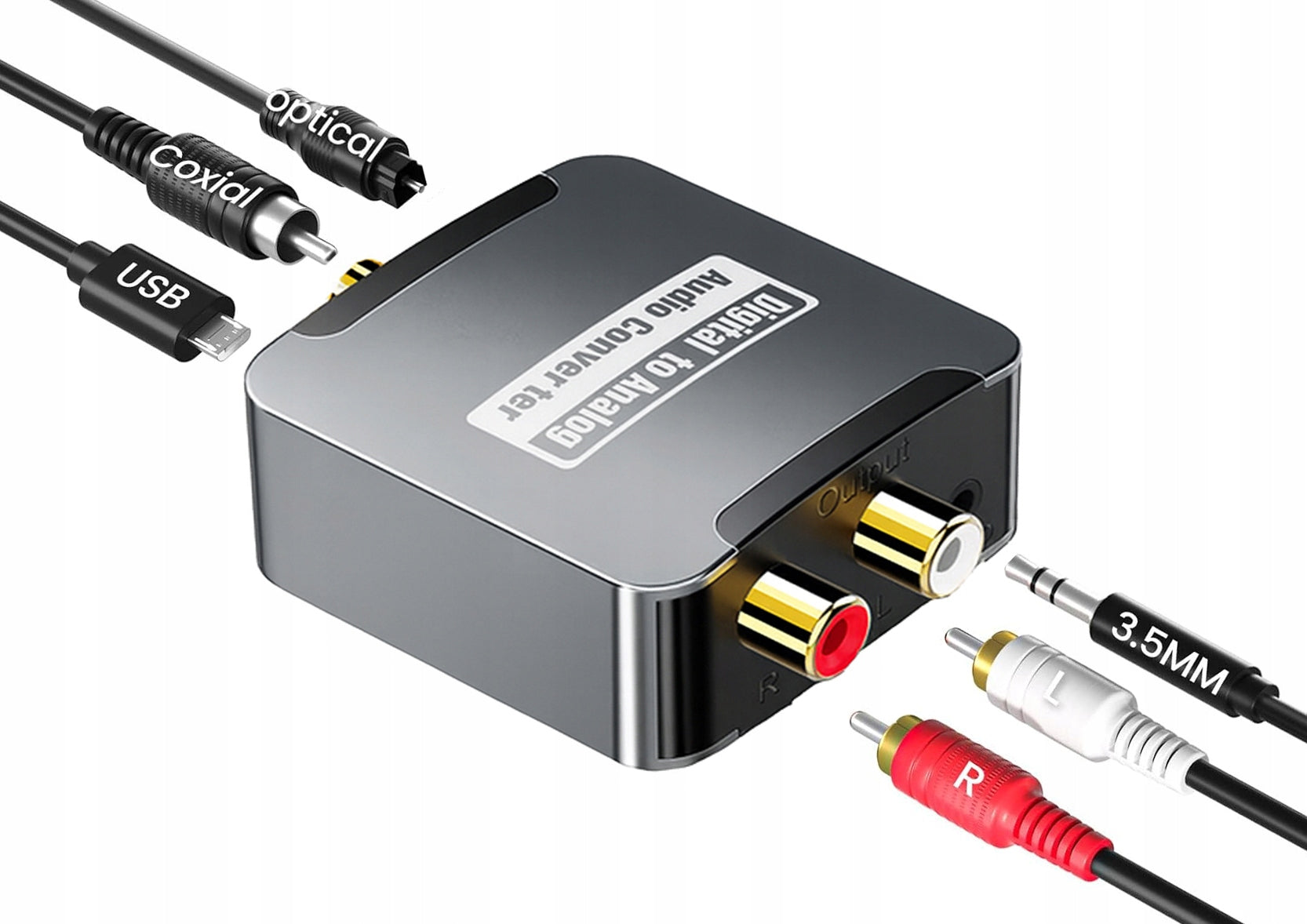 CONVERTER ADAPTER DAC OPTICAL ADAPTER COAXIAL TOSLINK TO 2x RCA CINCH Packaging status original
