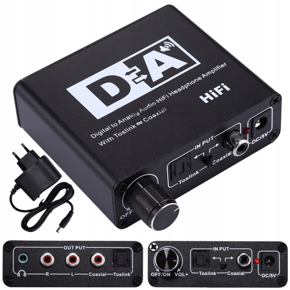 CONVERTER AMPLIFIER TOSLINK COAXIAL 2x CINCH DAC SPDIF DOUBLE-SIDED