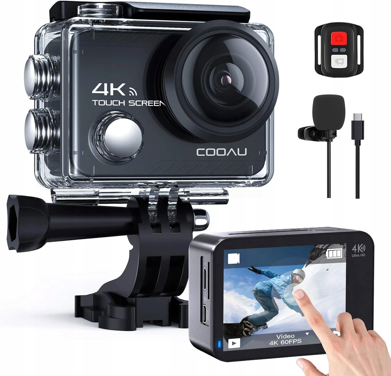 COOAU 4K 20MP SPORTS CAMERA WIFI CAR UNDERWATER 40M WITH 2 BATTERIES