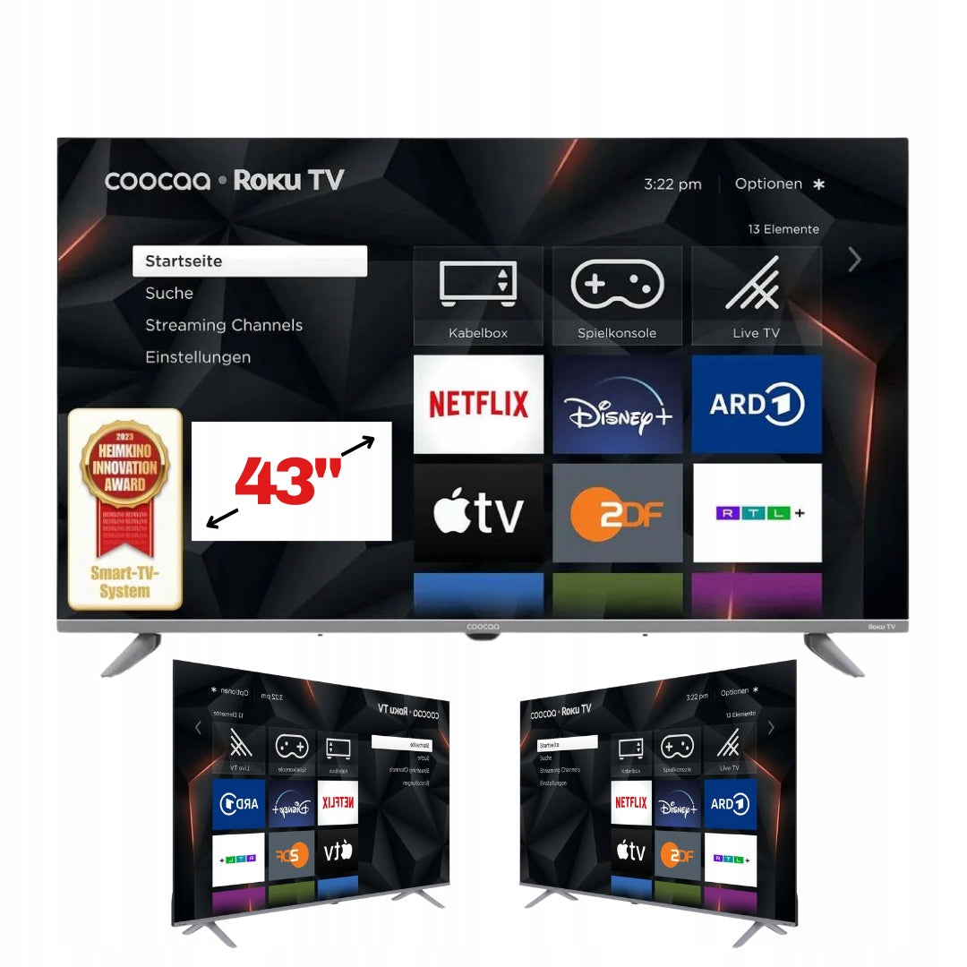 COOCAA 43R5G 43 Inch 4K UHD Wi-Fi LED TV Black with Remote Control