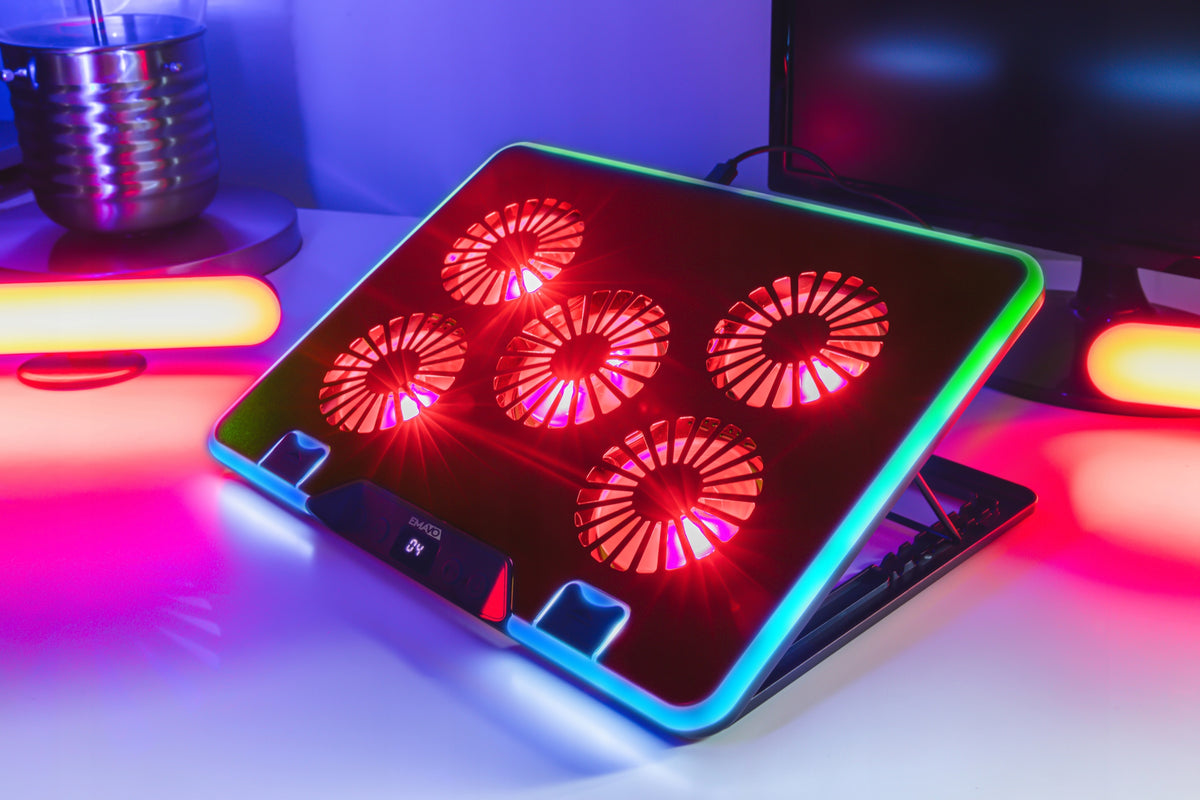 COOLING STAND LAPTOP PAD LED RGB ADJUSTABLE LARGE 12-17" Packaging status original