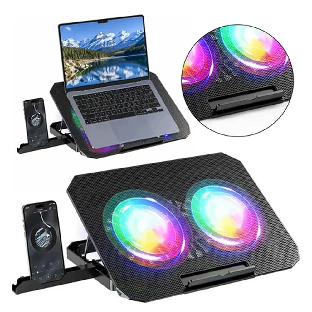 COOLING STAND LAPTOP PAD LED RGB ADJUSTABLE LARGE 14-16"