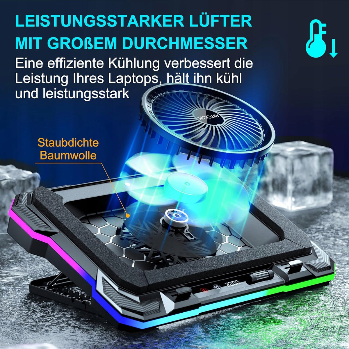 COOLING STAND USB RGB POWERFUL FAN 14-19" PHONE STAND Packaging status original