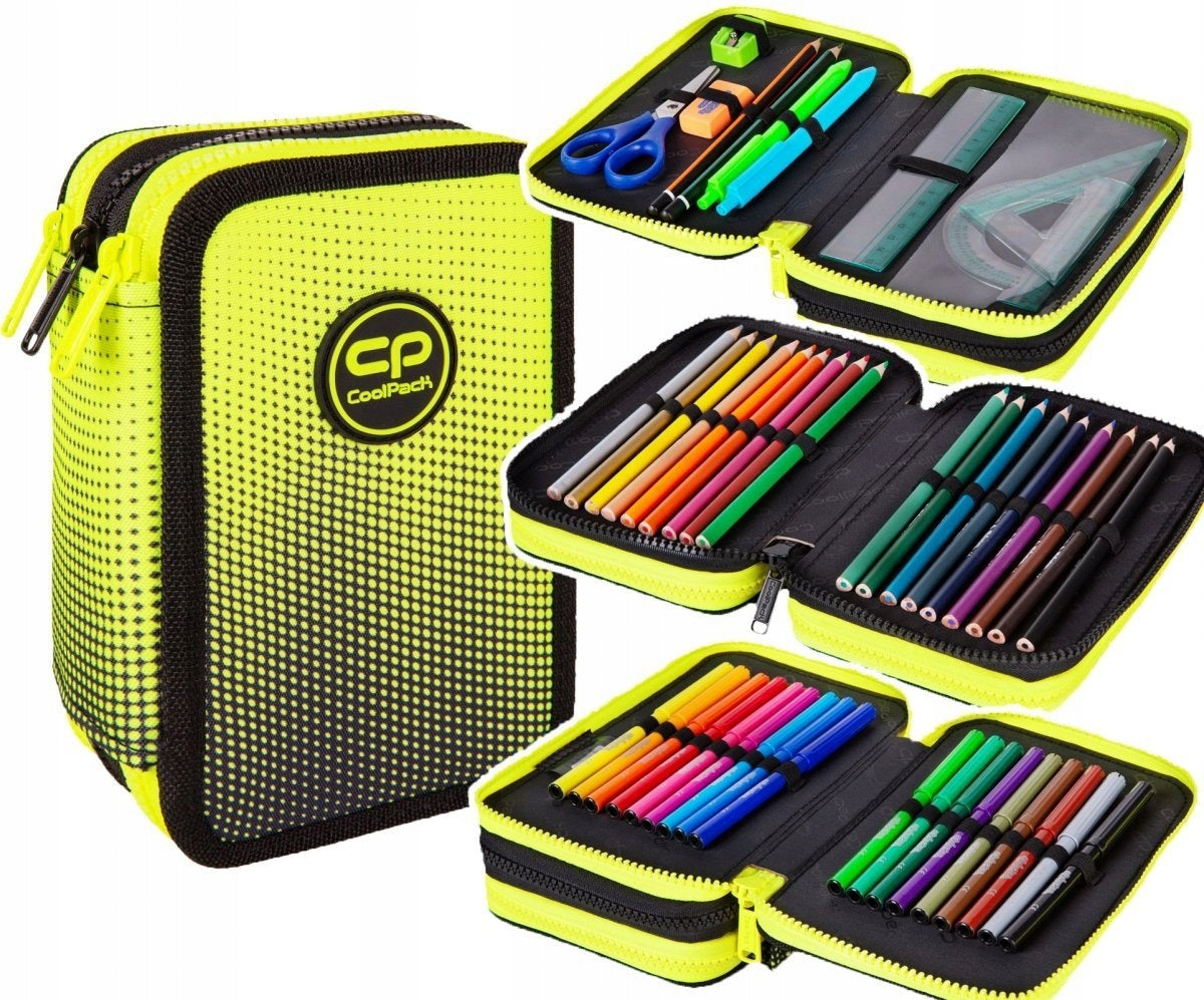 Formelles Federmäppchen mit drei Fächern und Zubehör CoolPack Jumper 3 Gradient Lemon E67510 