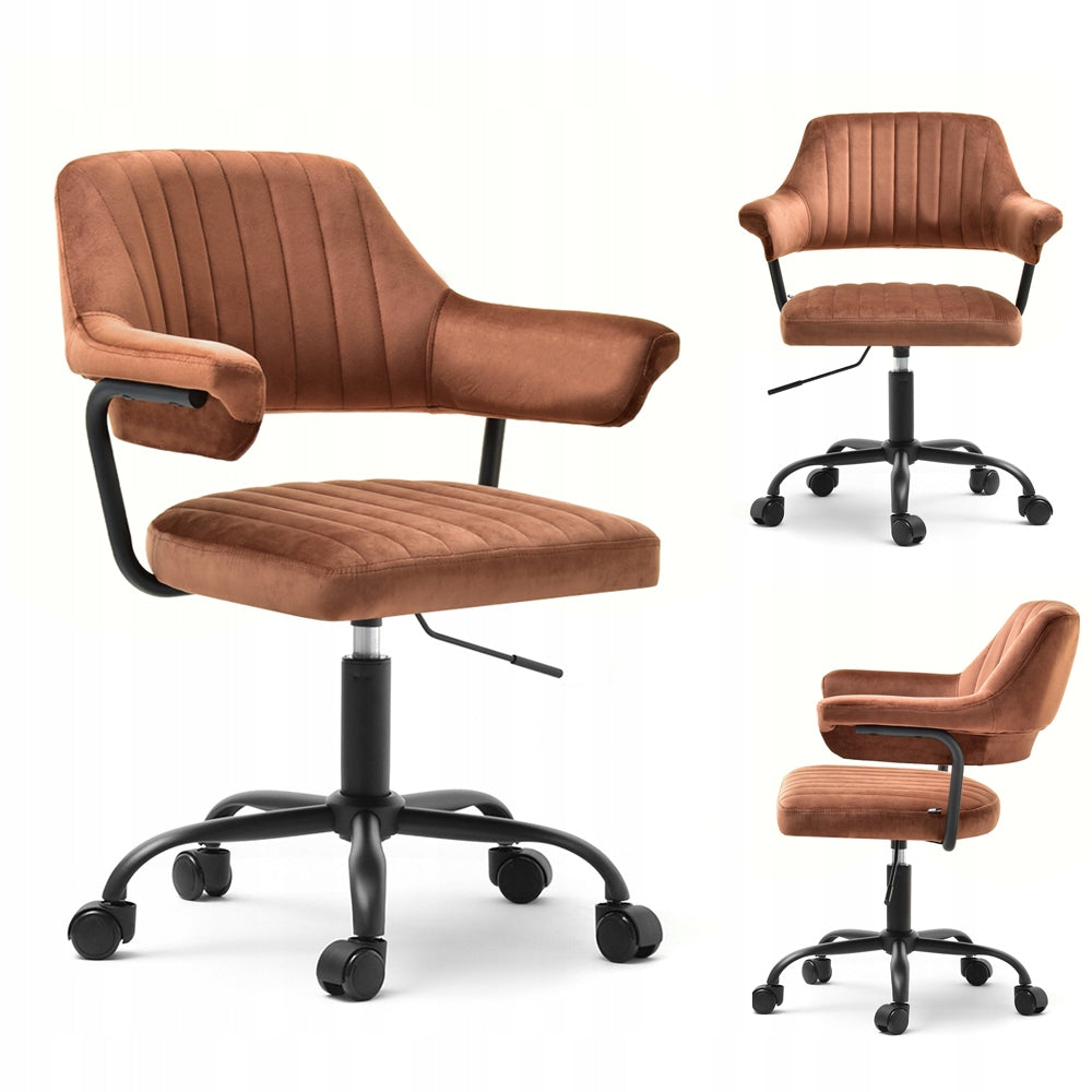 COPPER SWIVEL CHAIR WITH STITCHING FOR DESK MERLIN BASE BLACK