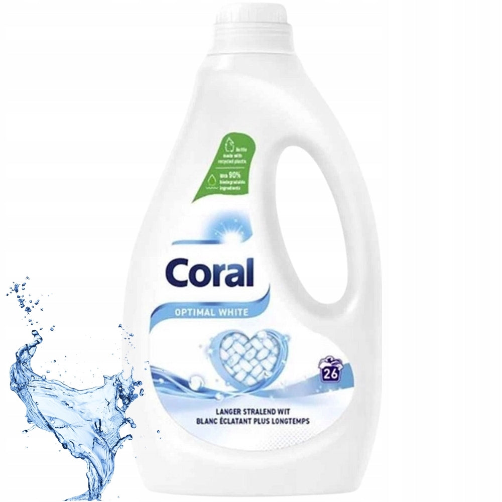 CORAL WASHING LIQUID WHITE OPTIMAL WHITE FIBER PROTECTION 26 WASHES 1,17L BE