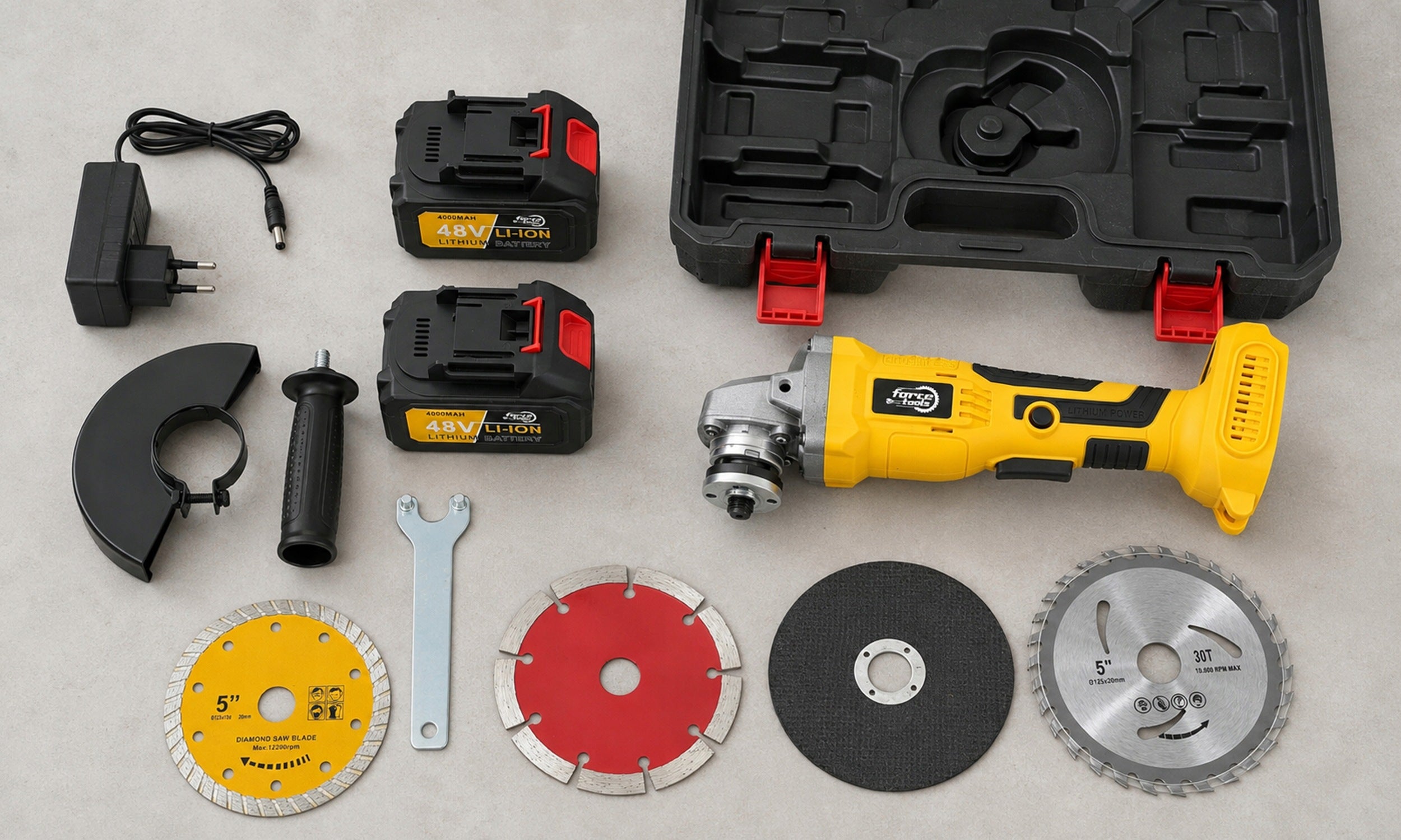 CORDLESS ANGLE GRINDER 125mm BRUSHLESS 2x AKU 4000mAh SUITCASE Packaging status original