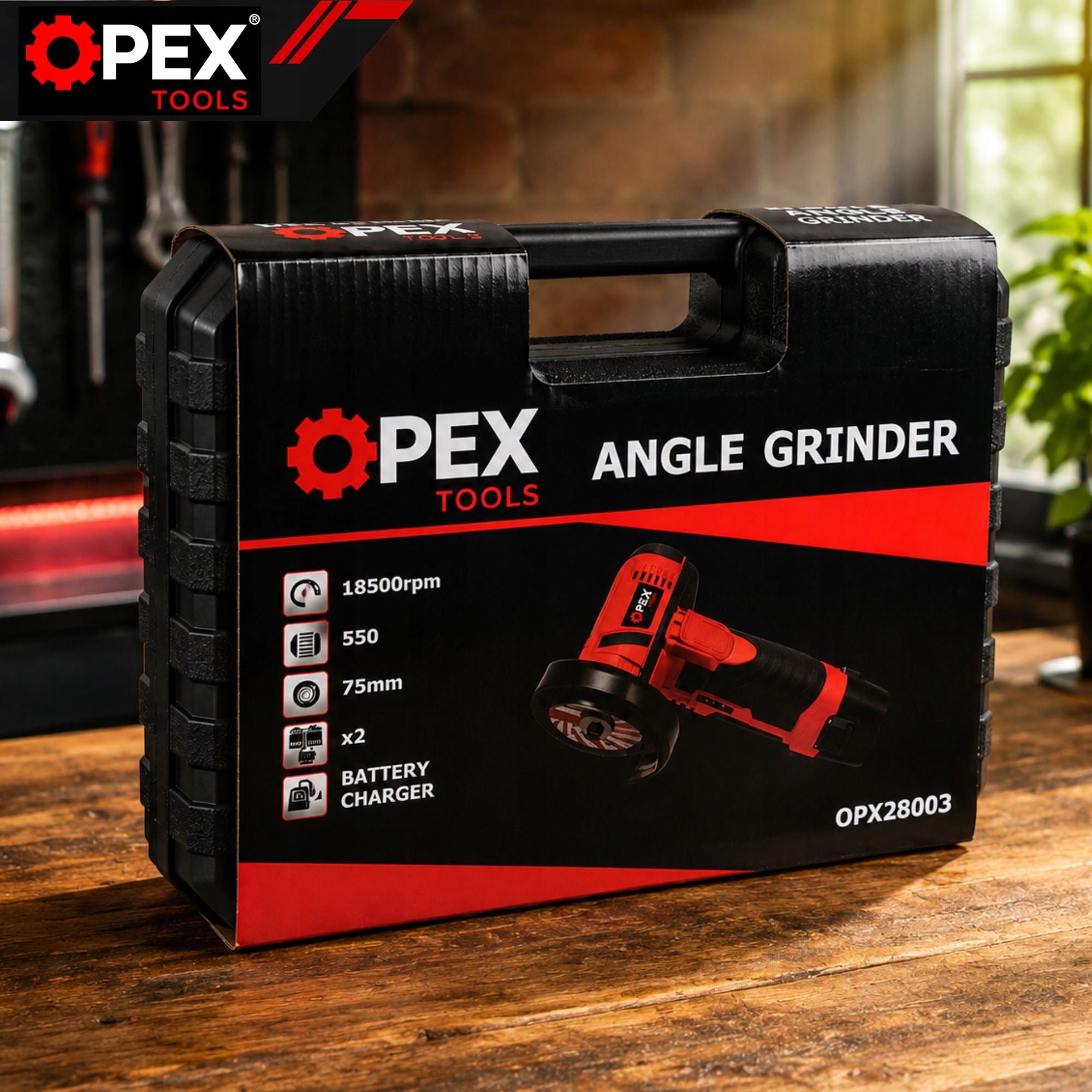 CORDLESS ANGLE GRINDER 800W 2x BATTERY 2 DISC SUITCASE SET Manufacturer code 28003